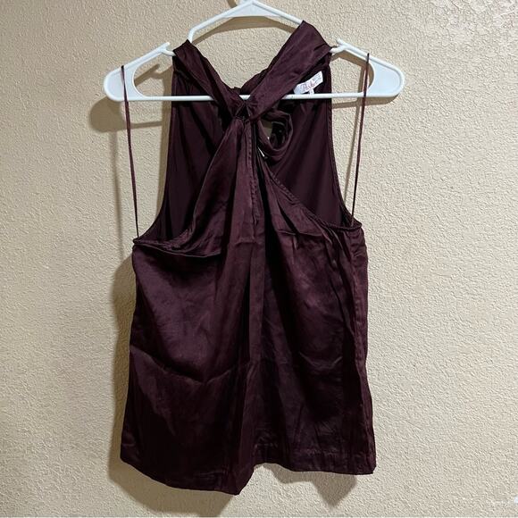 Parker Deep Purple Dallas Silk Halter Cutout Bow Top - Picture 2 of 8